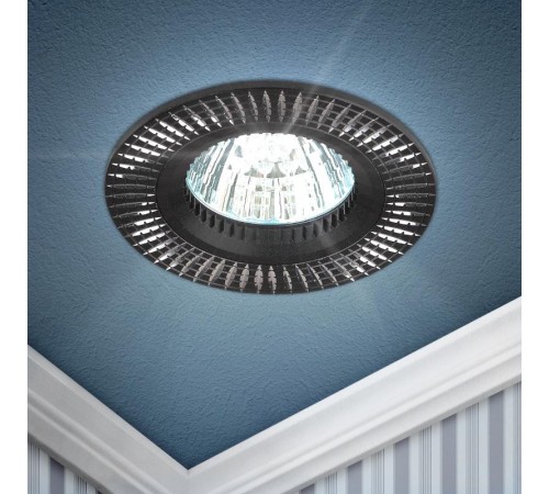 Светильник встраиваемый под лампу KL32 AL/BK/1 MR16,12V, 50W черный/серебро  Б0049563  ЭРА