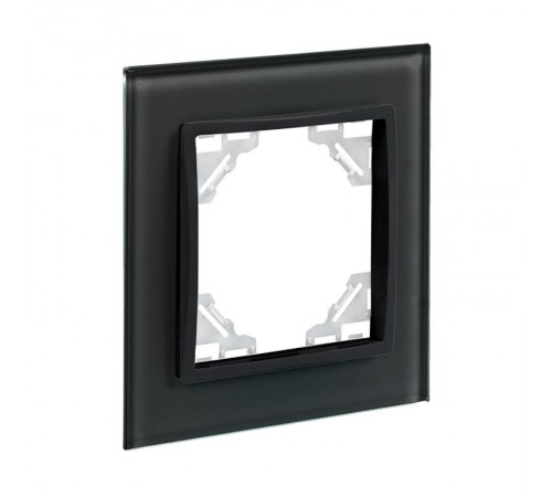 Минск Рамка 1-местная стеклянная черная Basic  ERM-G-401-70  EKF