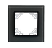 Минск Рамка 1-местная стеклянная черная Basic  ERM-G-401-70  EKF
