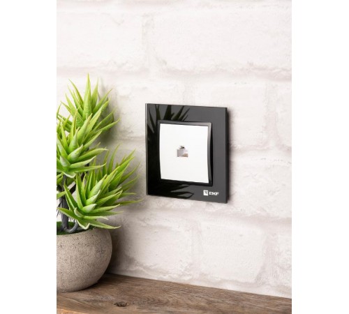 Минск Рамка 1-местная стеклянная черная Basic  ERM-G-401-70  EKF