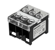 Блок зажимов клеммный БЗД 3х-полюсный 10,0 мм2 50A на DIN-рейку  11-2166  REXANT