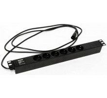 Блок розеток SHE19-6SH-2.5IECд. 19" шк., горизонт., 6 розеток Schuko(10A), 250В, 482.6x44.4x44.4мм(ДхШхВ)  397027  Hyperline