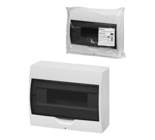 Корпус пластиковый навесной ЩРН-П-12 модулей белый, дымчатая дверца, без шин, IP41  SQ0901-0074  TDM