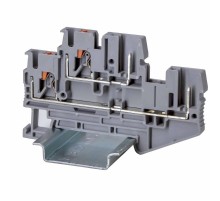 Клемма двухуровневая проходная под вставной штекер, зажим push-in, 4 точки подключения, 2.5 кв.мм, серая  VPRTT-2.5-2P  DKC