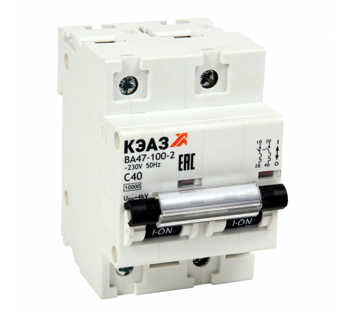 Выключатель автоматический двухполюсный ВА47-100-2B16-УХЛ3 (10кА) 318696  КЭАЗ