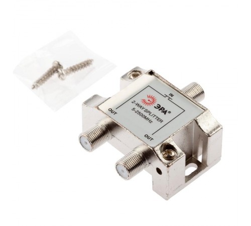 Делитель ТВ   D-F-SAT-02 2 ответвления под F разъём 5-2500 МГц  Б0048326  ЭРА