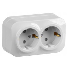 РСш22-3-ХБ Розет. 2-ая с з/к и з/ш о/у 16А GLORY белый  ERH24-K01-16  IEK