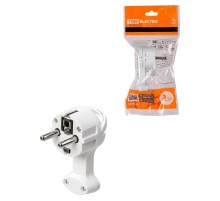 Вилка круглая плоская с кольцом белая 16А 250В  SQ1806-0195  TDM