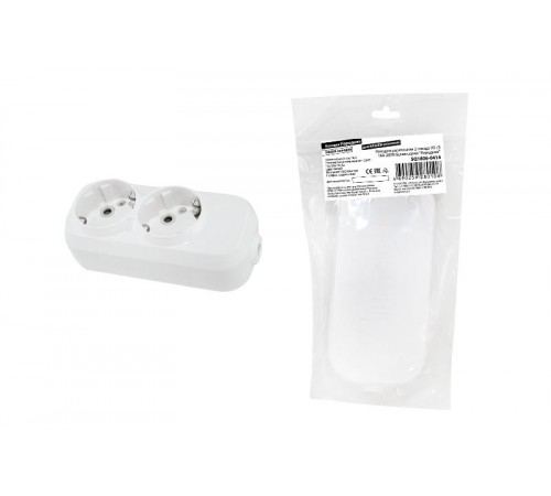 Колодка розеточная 2 гнезда 2П+З 16А 250В белая серии "Народная"  SQ1806-0414  TDM