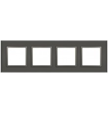 Рамка для розеток и выключателей Elegance 14-5104-16 на 4 поста, стекло, титан  Б0065839  ЭРА