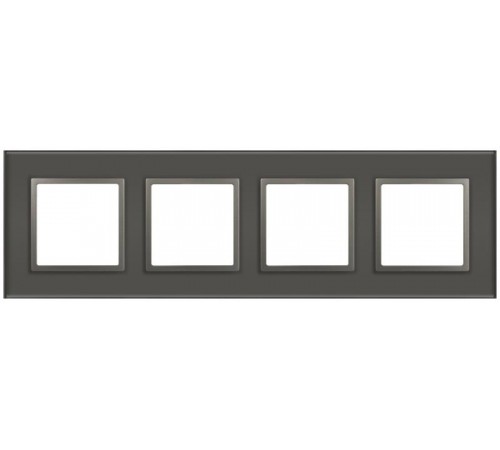 Рамка для розеток и выключателей Elegance 14-5104-16 на 4 поста, стекло, титан  Б0065839  ЭРА