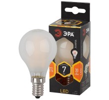 Лампа светодиодная F-LED P45-7W-827-E14 frost Лампы СВЕТОДИОДНЫЕ F-LED ЭРА (филамент, шар мат., 7Вт, тепл, E14)  Б0027956  ЭРА