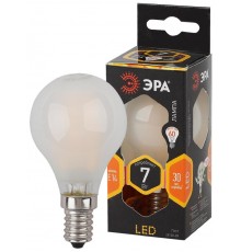 Лампа светодиодная F-LED P45-7W-827-E14 frost Лампы СВЕТОДИОДНЫЕ F-LED ЭРА (филамент, шар мат., 7Вт, тепл, E14)  Б0027956  ЭРА