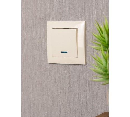 Валенсия выключатель 1-кл. 10А кремовый с индикатором EKF PROxima   EWV10-121-20   EKF