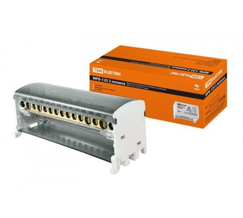 Блок модульный распределительный на DIN-рейку МРБ-125 2П 125А 2х15 групп  SQ0823-0012  TDM