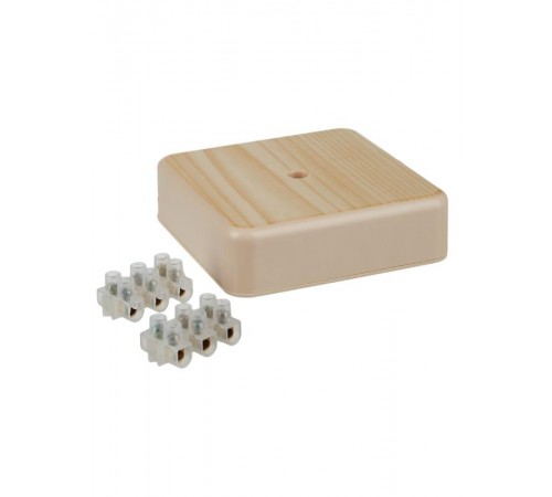 Коробка распределительная КМ41212-04 для о/п 79х79х23 мм сосна (6 клемм 6мм2)  UKO10-075-075-020-K34  IEK