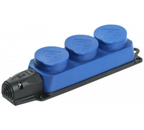 Колодка каучуковая с/з 3 гн ОМЕГА IP44 синяя РБ33-1-0м  PKR61-016-2-K07  IEK