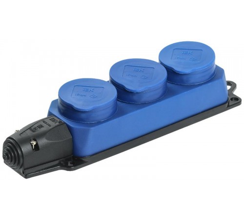 Колодка каучуковая с/з 3 гн ОМЕГА IP44 синяя РБ33-1-0м  PKR61-016-2-K07  IEK