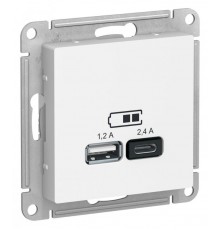 AtlasDesign Лотос USB Розетка А+С, 5В/2,4 А, 2х5В/1,2 А, механизм  ATN001339  SE