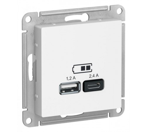 AtlasDesign Лотос USB Розетка А+С, 5В/2,4 А, 2х5В/1,2 А, механизм  ATN001339  SE