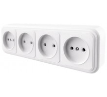 Розетка 4-местная без заземляющего контакта, 250В, 16А, IP20, PST16-60-20 (RA 16-464-Б), белый  39701  STEKKER