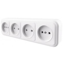Розетка 4-местная без заземляющего контакта, 250В, 16А, IP20, PST16-60-20 (RA 16-464-Б), белый  39701  STEKKER