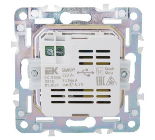 SKANDY Розетка USB A+A 3,1А SK-R15M мятный  SK-U21-D31-K06  IEK