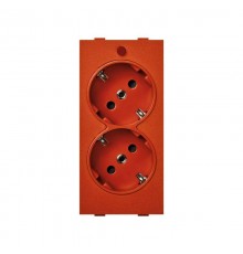 Розетка двойная с заземлением и шторками Schuko 2Р+Е 16A 250В~ оранжевого цвета с винтовым подключением Connect  S1-7  Simon