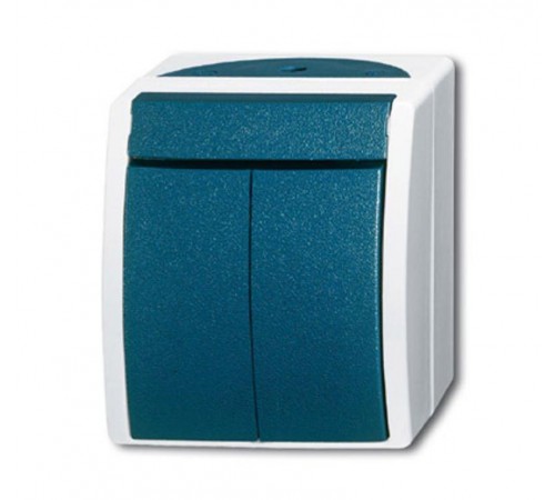 Кнопка 2-ая, НОК, с 2-мя раздельными цепями, IP44, для открытого монт., серия ocean, цвет серый/сине-зелёный  1484-0-0374   2CKA001484A0374  ABB