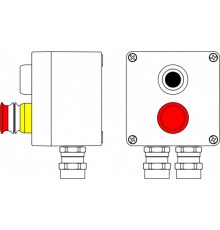 Ex пост управления из алюминия; 1Ex d e IIC T6 Gb X / Ex tb IIIB T80°CDb X / IP66; Аварийная кнопка красная, 1NC/1NO -1 шт; Кнопка черная,1NC/1NO -1 ш