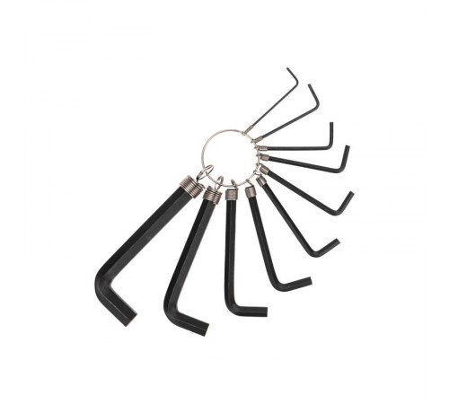 Набор ключей имбусовых HEX 1,5-10 мм, CrV, 10 шт., оксидированные, на кольце  KR-12-5201  Kranz