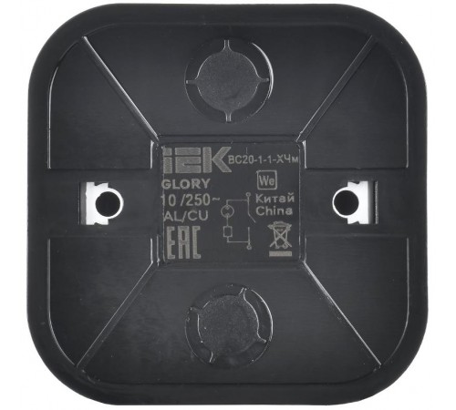 GLORY Выключатель 1-клавишный с индикацией о/у 10А ВС20-1-1-ХЧм черный матовый  EVH11-K02M-10  IEK