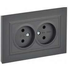 BRITE Розетка 2-ая без заземления без шторок10А в сборе РС12-2-БрГ графит  BR-R20-10-K53-F  IEK