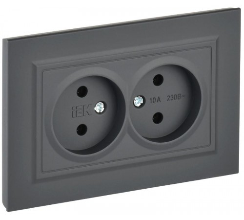 BRITE Розетка 2-ая без заземления без шторок10А в сборе РС12-2-БрГ графит  BR-R20-10-K53-F  IEK