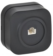 GLORY Розетка телефонная RJ11 о/у РТ20-ХЧм черный матовый  ETH10-K02M  IEK