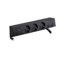 Simon S400 Настольный розеточный блок, 3x2P+E, 2xUSB зарядное уст., адаптер для 2хRJ45, моноблок, черный, S400  42523020-138  Simon