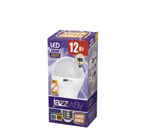 Лампа светодиодная LED 12Вт Е27 220В 3000К PLED- SP A60 груша  1033703  Jazzway