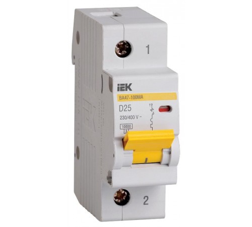Выключатель автоматический однополюсный ВА47-100МА без тепл. расцеп. 1P 25А 10кА D  MVA43-1-025-D  IEK