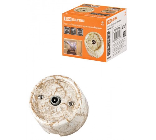 Розетка TV проходная мраморная "Болонь"  SQ1820-0154  TDM