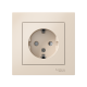 AtlasDesign Бежевый Розетка с заземлением со шторками, 16А, (в сборе с рамкой)  ATN000244  SE