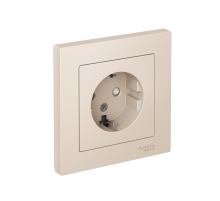 AtlasDesign Бежевый Розетка с заземлением со шторками, 16А, (в сборе с рамкой)  ATN000244  SE
