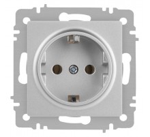 Розетка Intro Accent 6-202-03 2P+E Schuko, 16А-250В, IP20, СУ, алюминий  Б0063686  Intro