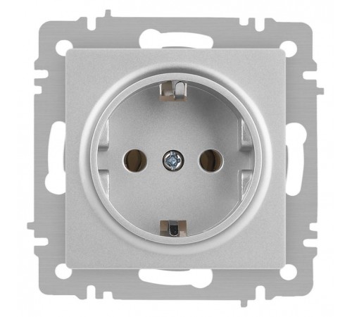 Розетка Intro Accent 6-202-03 2P+E Schuko, 16А-250В, IP20, СУ, алюминий  Б0063686  Intro