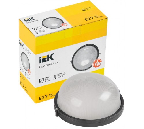 Светильник для ЖКХ НПП 1301 60Вт Е27 IP54 черный/круг  LNPP0-1301-1-060-K02  IEK