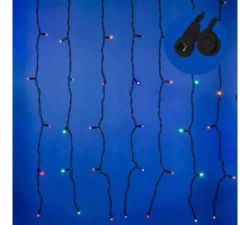 Занавес светодиодный  с эффектом мерцания, ULD-C2030-240/TBK MULTI IP67  3х2м соед. 240 диодов. мультиколор. шнур черный  UL-00003937  Uniel