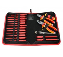 Набор диэл. стержней, рукоятки, бокорезов и плоскогубцев с отверткой тестером сети в сумке, 19 шт  06391904  Felo