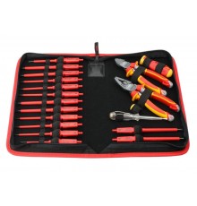Набор диэл. стержней, рукоятки, бокорезов и плоскогубцев с отверткой тестером сети в сумке, 19 шт  06391904  Felo