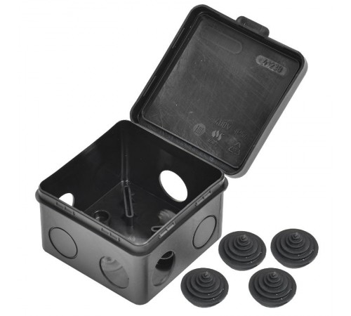 Коробка расп. КМ41238 80х80х50мм о/к IP54 7 вв. черная   UKO31-080-080-050-K02-54  IEK