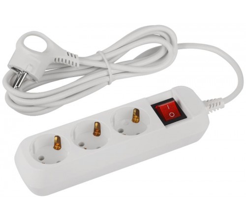 Удлинитель электрический ЭРА UDL-10-330-ES Greenline 3 розетки с заземлением с выключателем 3м ПВС 3x0.75мм2   Б0065047  ЭРА