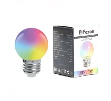 Лампа светодиодная LB-37 (1W) 230V E27 RGB для белт лайта G45 матовый быстрая смена цвета  38126  Feron